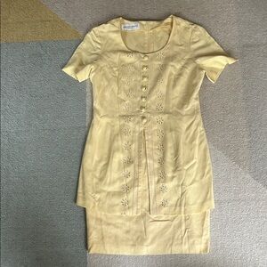 Donna Ricco New York Butter Yellow Floral Midi Dress